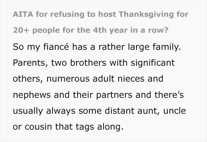 Woman Refuses To Single-Handedly Host Thanksgiving And Christmas For 20+ People For The 4th Year In A Row, Fianc&eacute; Gets Furious