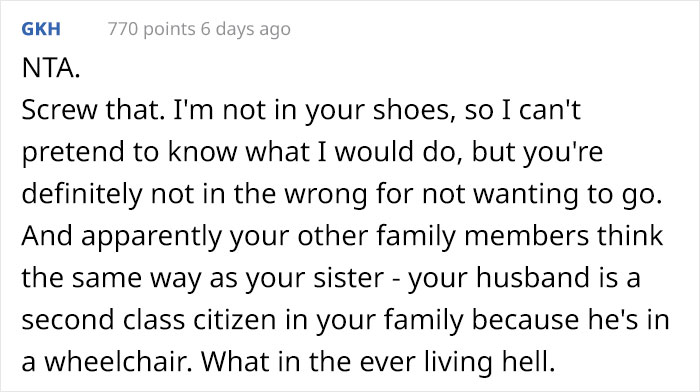 &lsquo;My Sister Won&rsquo;t Invite My Husband To Her Wedding Because He&rsquo;s In A Wheelchair&rsquo;