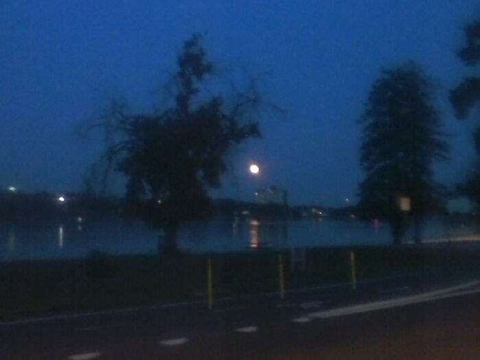 The Moon At Prospect Lake Colorado Springs. Not A Clear Photo, But I Like The Mood.