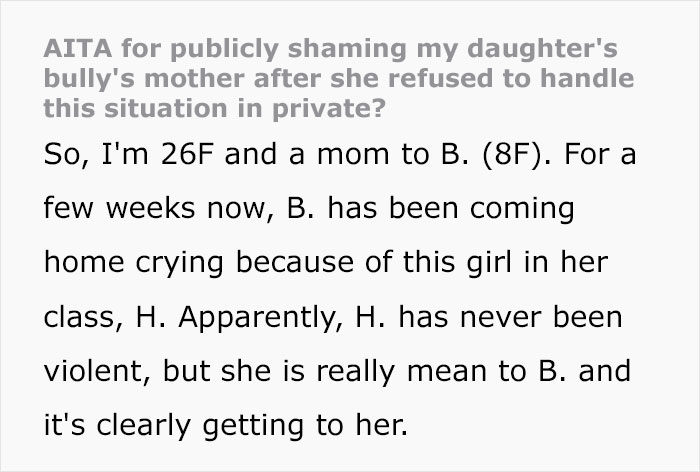 Woman Gets Accused Of ‘Publicly Humiliating’ The Mother Of Her Daughter’s Bully, Asks People Online If She Was Wrong Woman Gets Accused Of ‘Publicly Humiliating’ The Mother Of Her Daughter’s Bully, Asks People Online If She Was Wrong