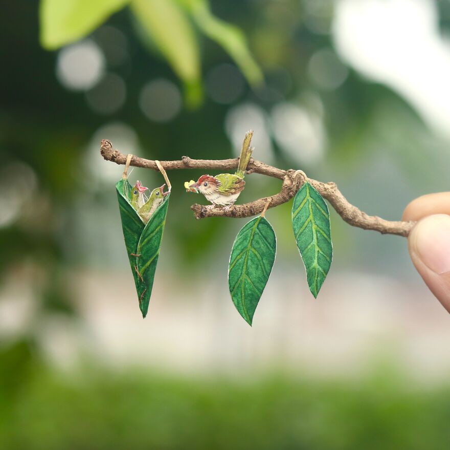 I Created Miniature Paper Cut Artworks Every Day For 1000 Days To Create Awareness About Wildlife