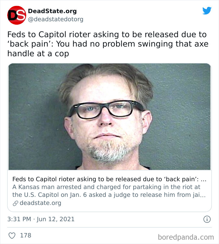 Feds Shut Down Capitol Rioter's Request To Be Released Due To 'Long Term Chronic' Back Pain: 'You Had No Problem Swinging That Axe Handle At A Cop'