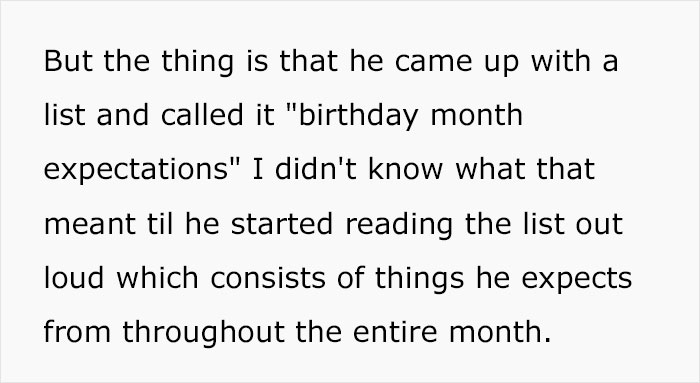 Delusional Guy Lists The Things He Expects For His "Birthday Month" And They Are Ridiculous