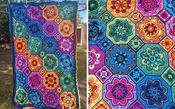 Just Finished My Version Of The Persian Tile Blanket, Gifted To My Mil For Her Birthday