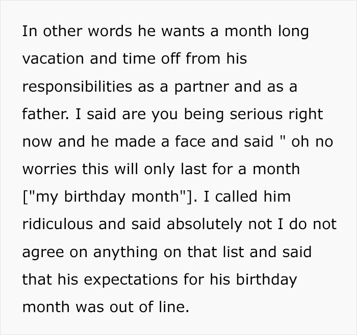 Delusional Guy Lists The Things He Expects For His "Birthday Month" And They Are Ridiculous