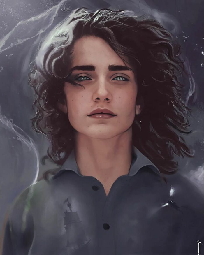 Digital painting of a contemplative person surrounded by waves symbolizing coping with depression through art.