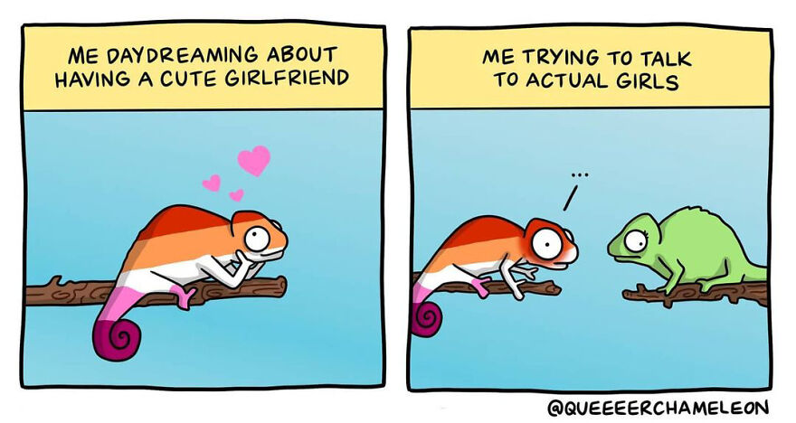 Artist Creates Chameleon-Shaped Characters To Talk About Queer Identity And Sexuality And The Internet Loves It (26 Pics)