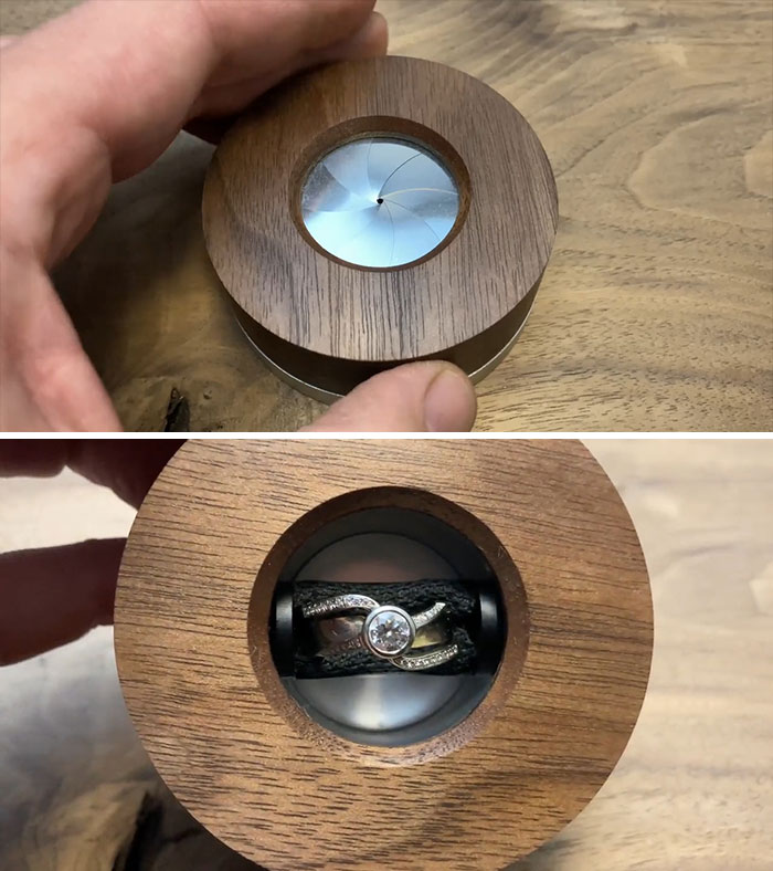 Made A Slim Version Of My Mechanical Iris Ring Box