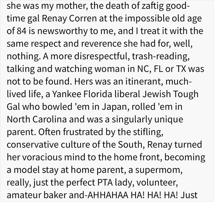 People Are Cracking Up Over This Hilariously Savage Obituary Gay Son Wrote For His Mother