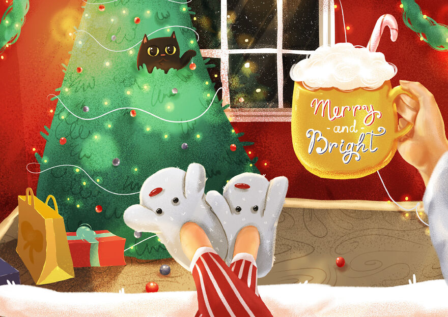 I Created Pov-Style Illustrations That Bring Christmas Experiences To Others During Isolation