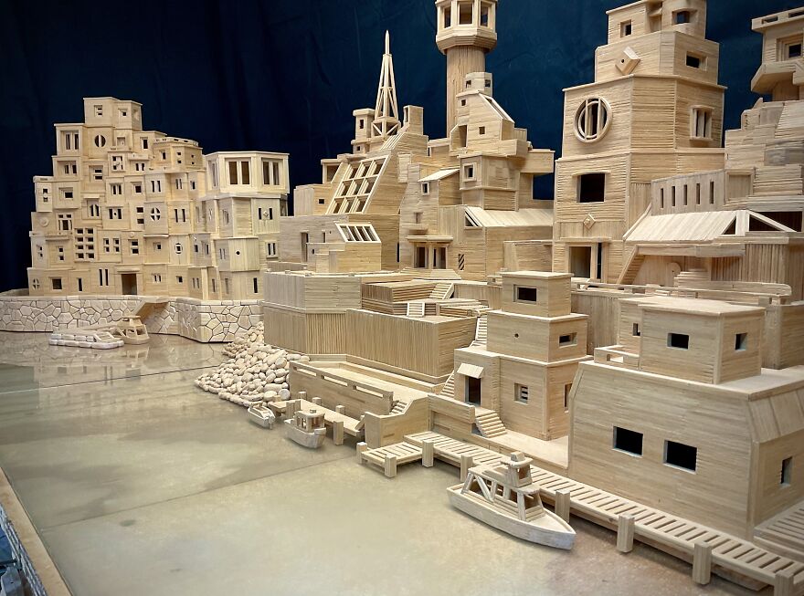 I Glued 425,000 Toothpicks Together To Create A Tiny Metropolis