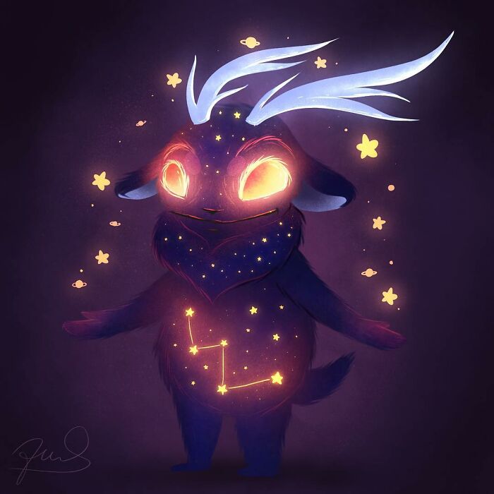 I Painted 19 Illustrations Of Cute Glowing Forest Monsters And Spirits