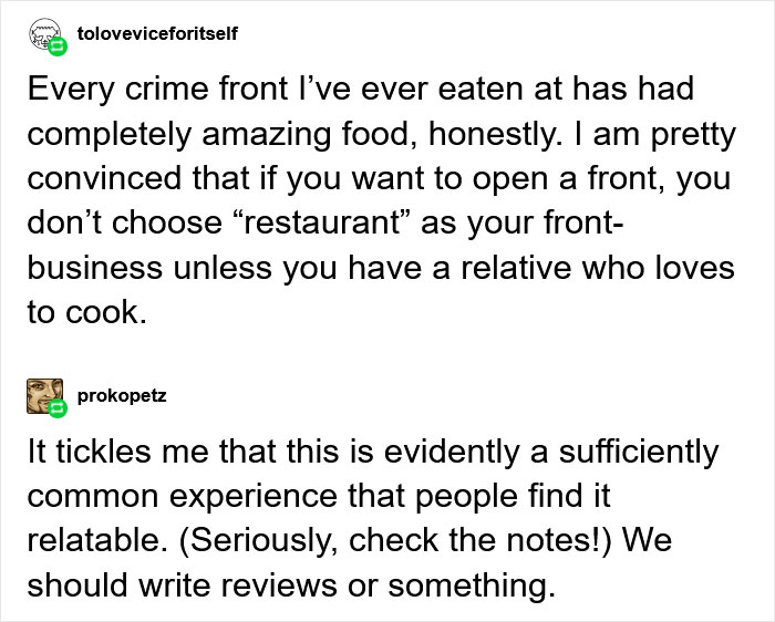 Man Realizes He Ate Pierogi In A Mafia Front Restaurant For Half A Year, People Start Sharing Similar Experiences Man Realizes He Ate Pierogi In A Mafia Front Restaurant For Half A Year, People Start Sharing Similar Experiences