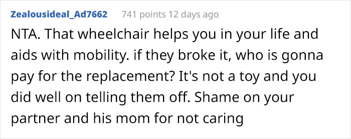 Woman Blamed For Ruining The Evening After Asking Partner’s Nephews Not To Play With Her Wheelchair, Asks The Internet If She Overreacted Woman Blamed For Ruining The Evening After Asking Partner’s Nephews Not To Play With Her Wheelchair, Asks The Internet If She Overreacted