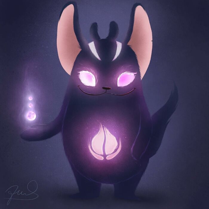 I Painted 19 Illustrations Of Cute Glowing Forest Monsters And Spirits