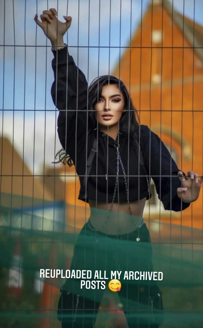 Blended The Fence Into Her Face