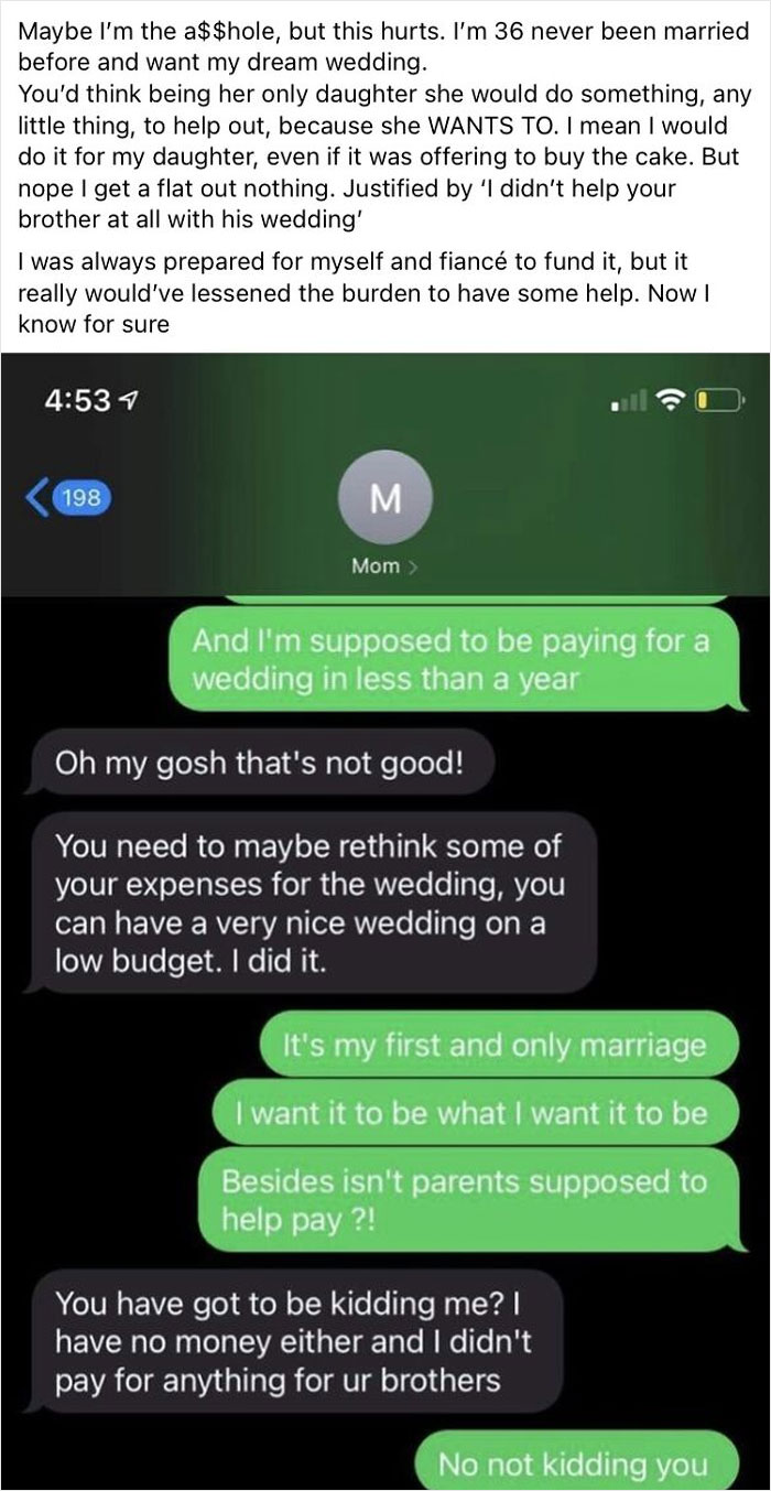 Bride Posts Conversation With Her Mom. Don’t Worry - She Got A Roasting In Comments