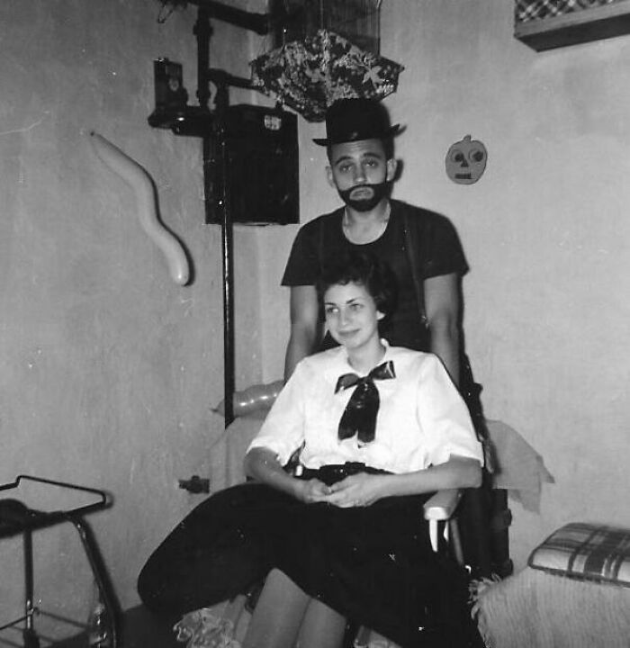 Me (A Bum) And My Date At A Halloween Party In 1955