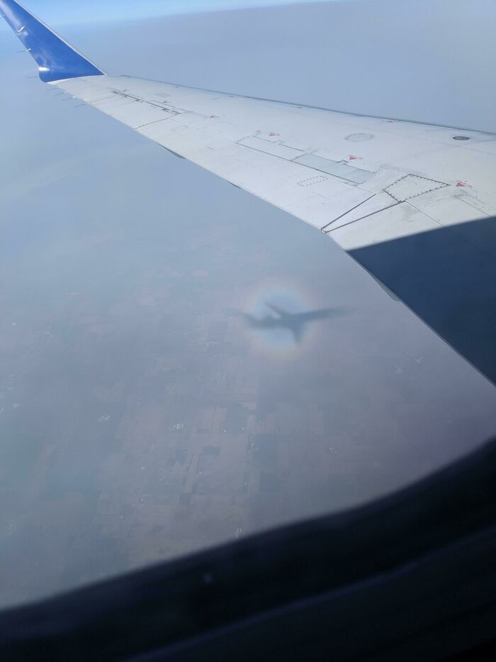 An Actual Full Rainbow And The Shadow Of My Plane