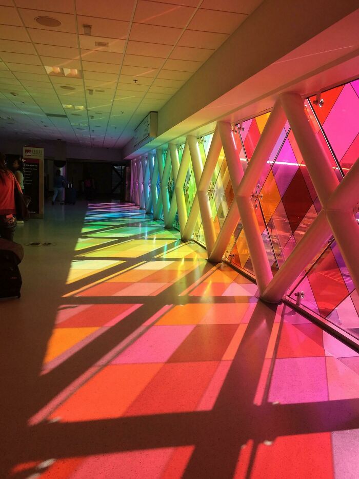 This Rainbow Walkway At The Miami International Airport