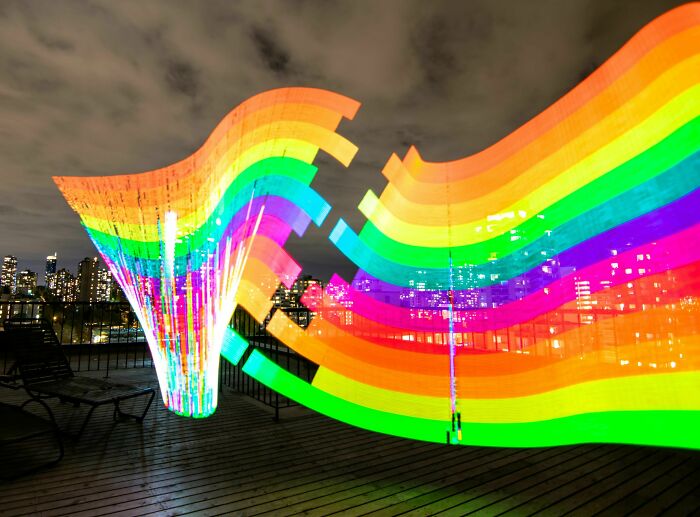 Got To Play With A Pixel Stick Tonight And The Batteries Ran Out And Created This Glitched Rainbow