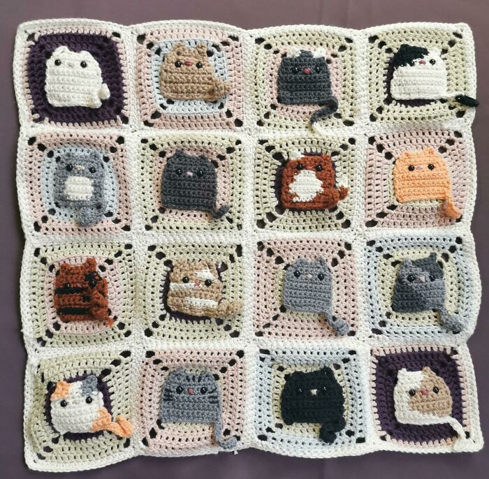 Hice la funda para cojín de los gatos