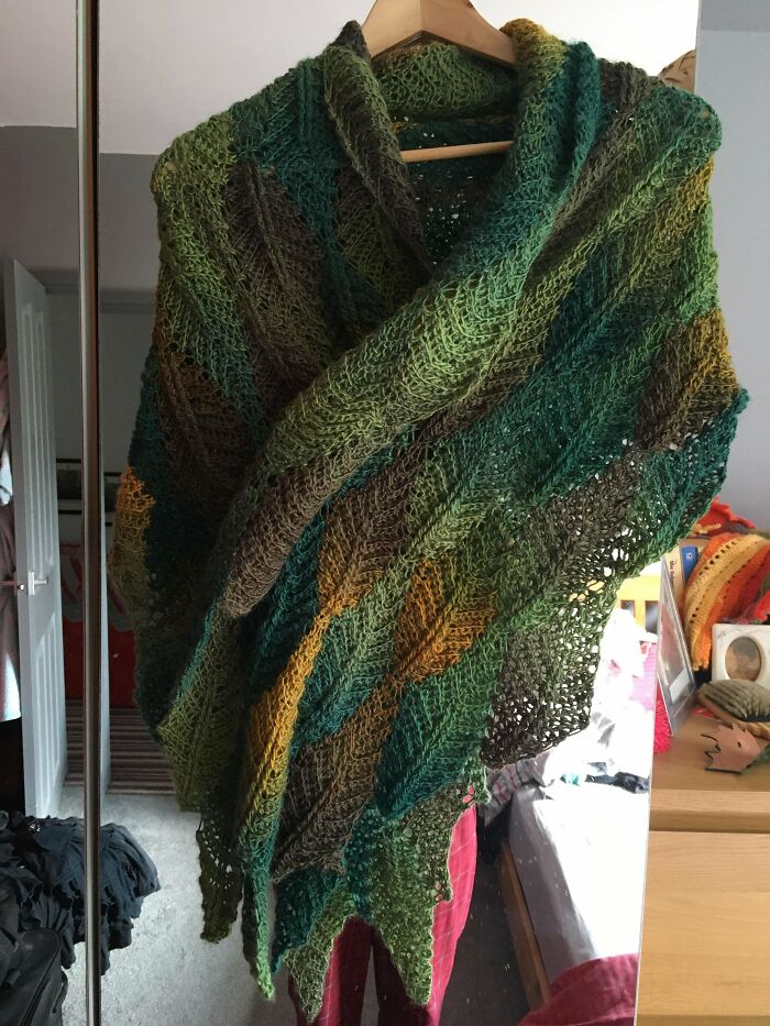 Made A Leafy Shawl To Bring The Outdoors In For My Friend Going Through Chemo
