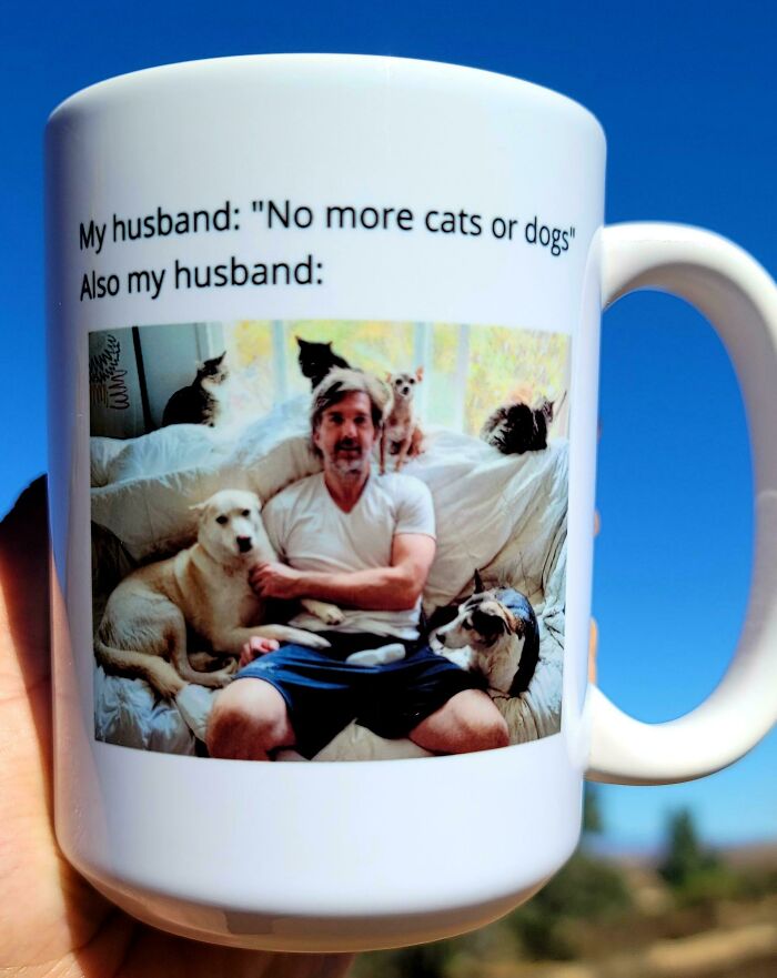 We Exchanged Mugs For Christmas And Got Our Friend One With A Meme She Made Of Her Husband