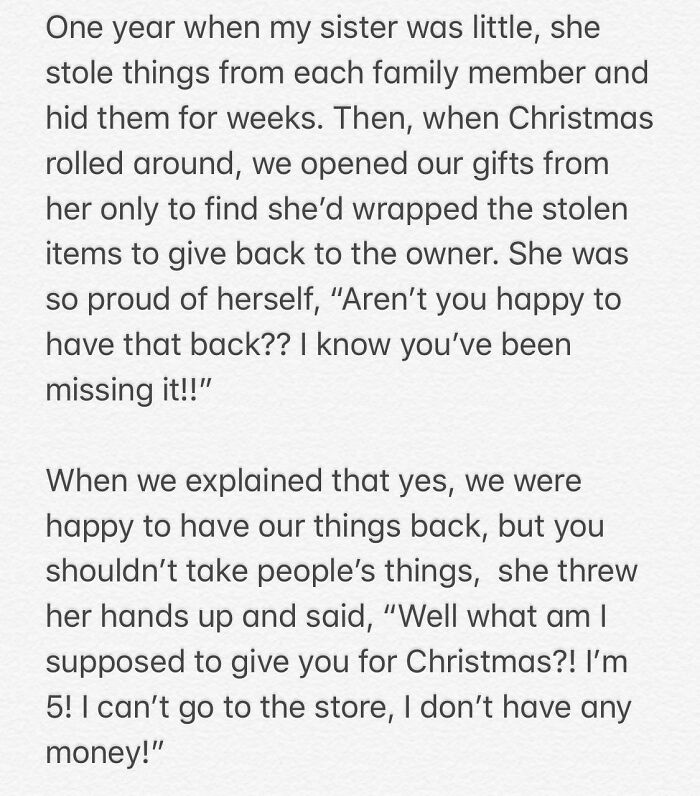 My Sister’s Stolen Christmas Gifts