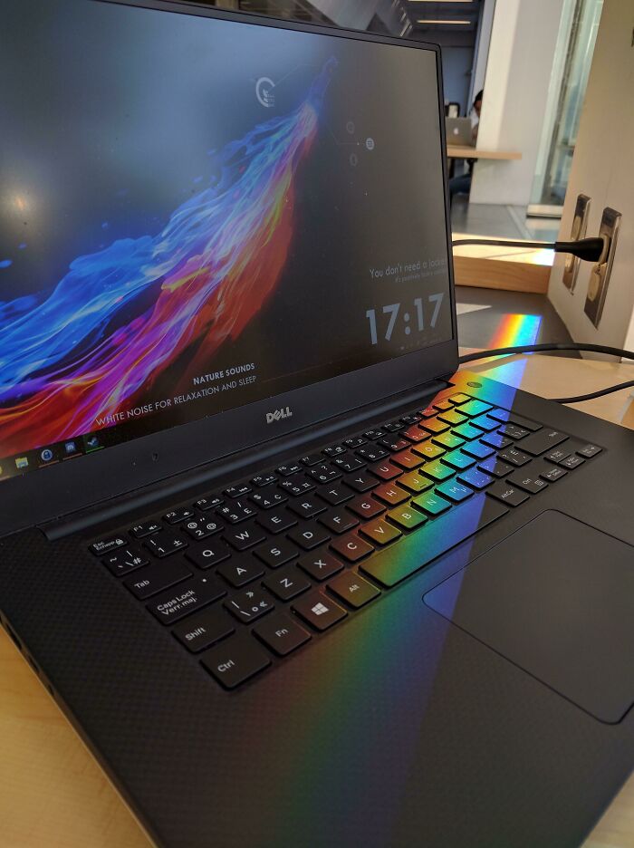The Sun Was Setting At Just The Right Angle To Create A Rainbow On My Keyboard