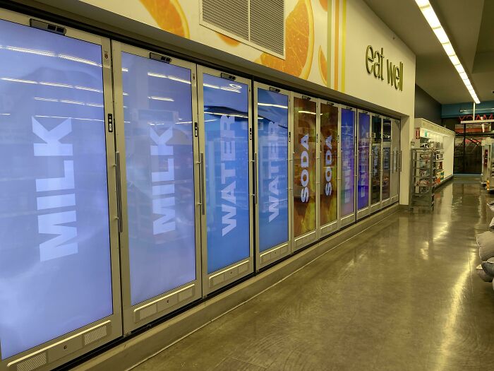 Went Into Walgreens And All The Drinks Are Like This. You Can Then Wave Your Hand To See Pictures Of What’s In Each Case, But Only Know What’s Sold Out Once You Open It