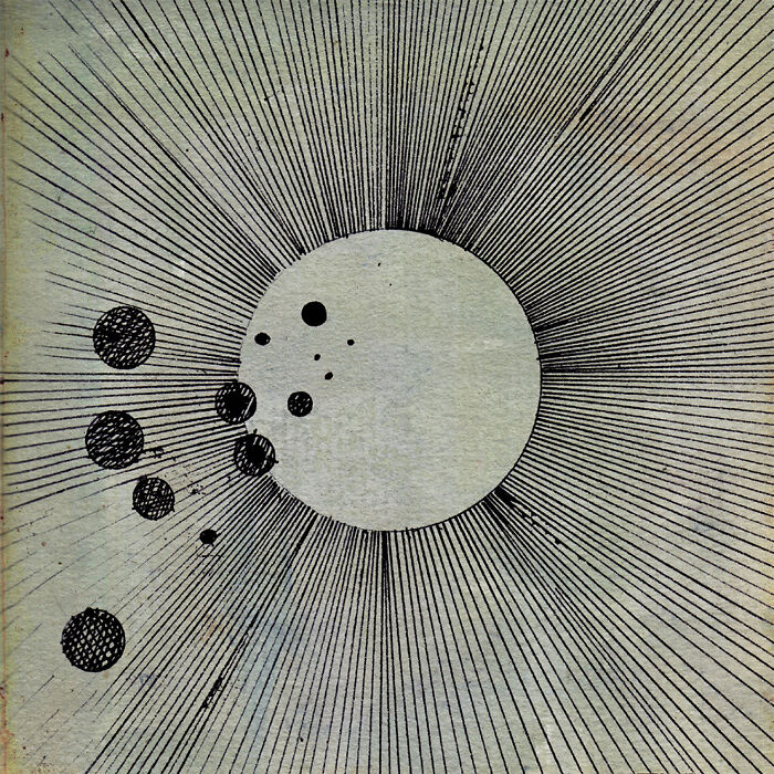 Album cover featuring abstract celestial design with a large sun and smaller orbs.