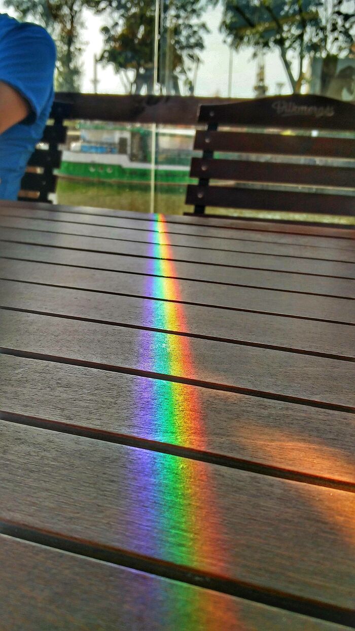 The Sun Shining On This Glass Panels Edge Created A Very Sharp Prism