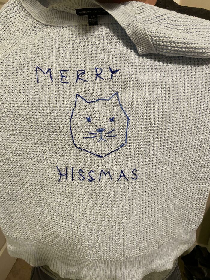 I Present To You All: My Drunken Masterpiece I Made In 1 Hour Before An Ugly Christmas Sweater Party