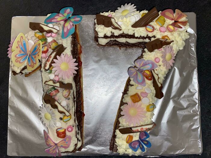 My Mom, Who Is Famous For Being A Horrible Baker, Wanted To Surprise Me With A Birthday Cake So She Locked Herself In The Kitchen All Day And Made Me One. Turned Out Absolutely Beautiful In My Opinion And I‘M Proud And Grateful For Her