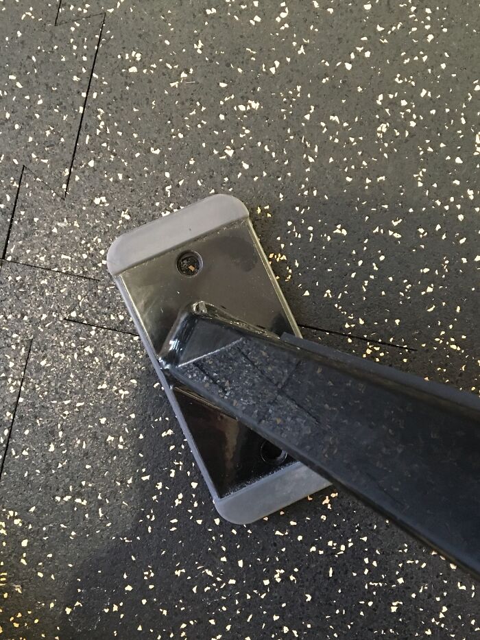 The Feet On This Bench At My Gym Look A Lot Like An Impaled iPhone