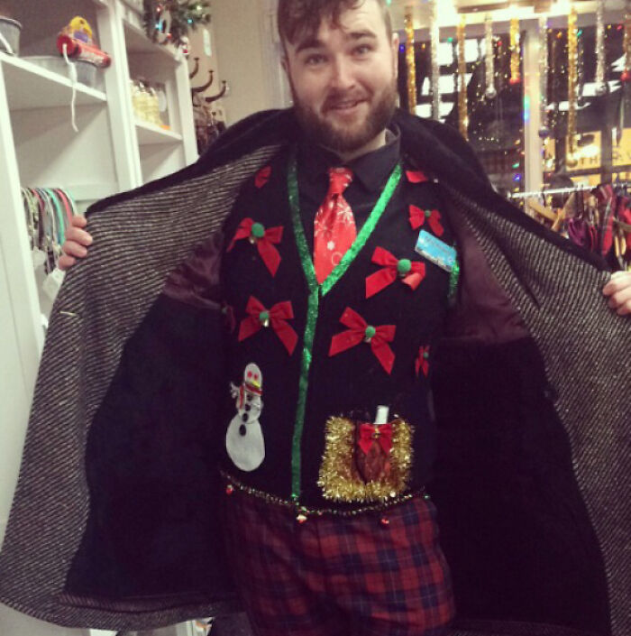 Ugly Christmas Sweater Vest Selfie