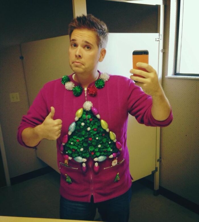 My Custom Ugly Christmas Sweater. I Was The Only Person Wearing One At Our Fancy Company Party