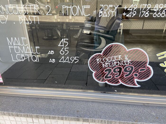 Local Salon Seems To Have Dealt With Enough Cbs/Influencers That They Have Included Them In Their Pricing Model