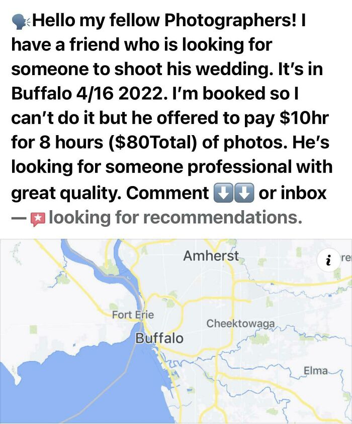 Think I Found Something For Here. Photographer For $80 I Wish