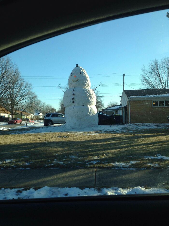Just Drove Past This. The Biggest Snowman I've Ever Seen In Real Life