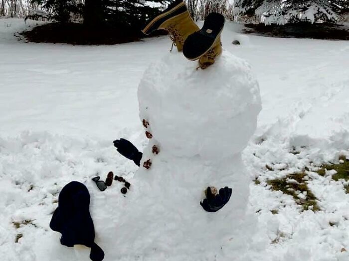 My 63 Year Old Mother Made A Drunken Snowman