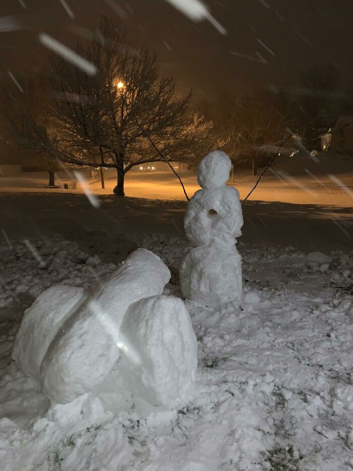 In Honor Of The First Snow I Had To Re-Create Some Calvin’s Snowmen