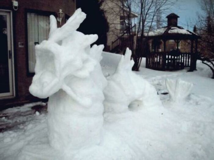 A Friend Made This Gyrados Snow Monster