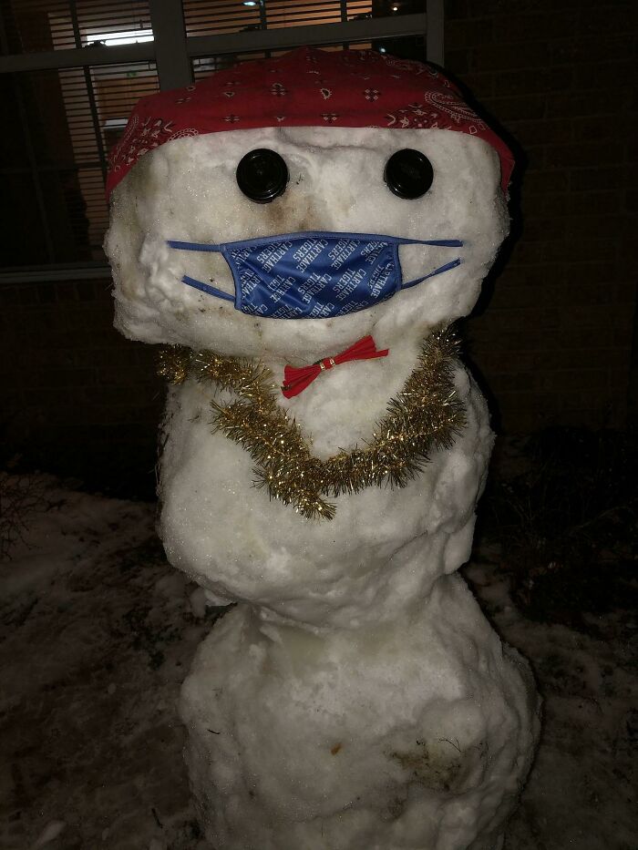 Our Teens Made A Snowman, Complete With Swag