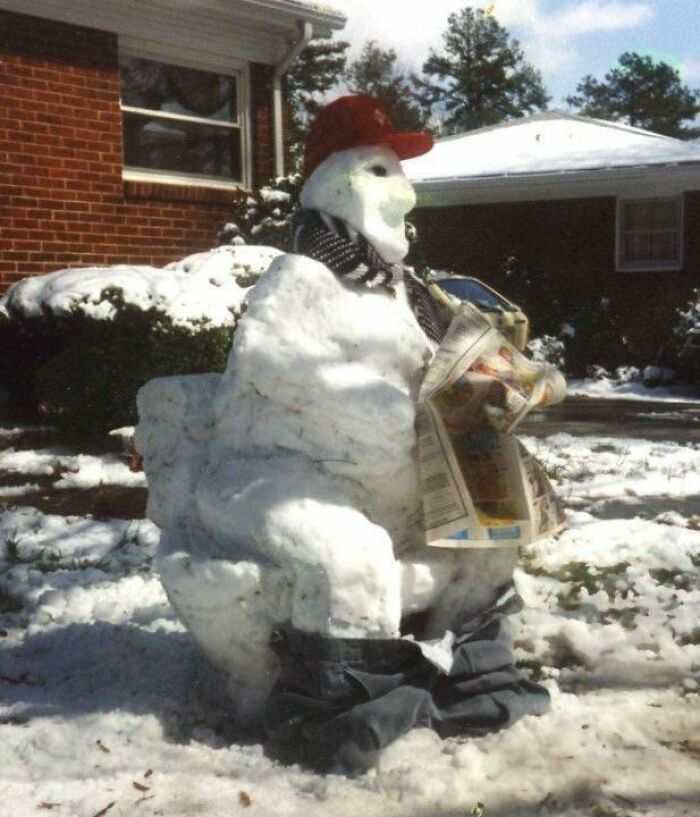 A Snowman My Dad And I Built When I Was A Kid