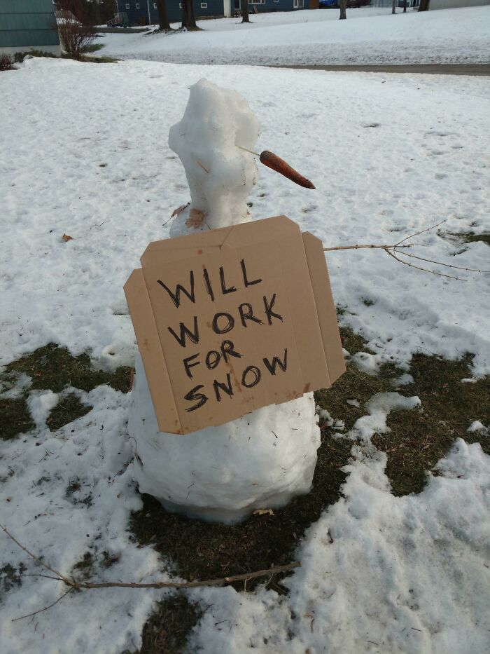 I Made A Snowman After Our Last Good Snow. Its Been A While, And Since Then, We've Had A Few Warmish Days. Today I Updated My Snowman