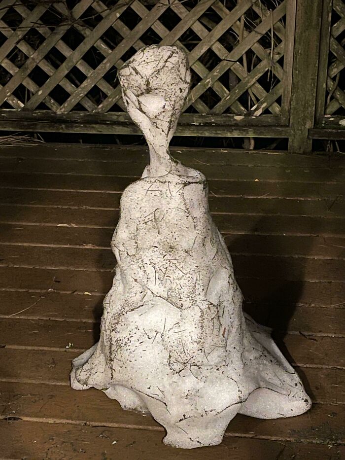 My Snowman (Maurice) Has Melted To Look Like Some Weird Alien Creature