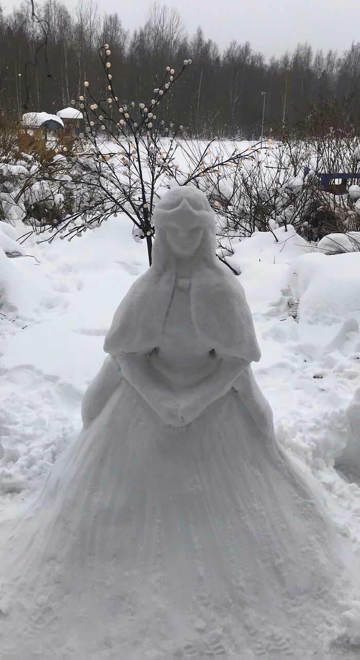 I Made A Fire Keeper Snow Sculpture