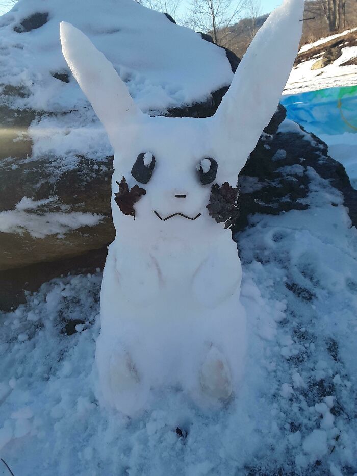 I Made A Pikachu Snow Sculpture